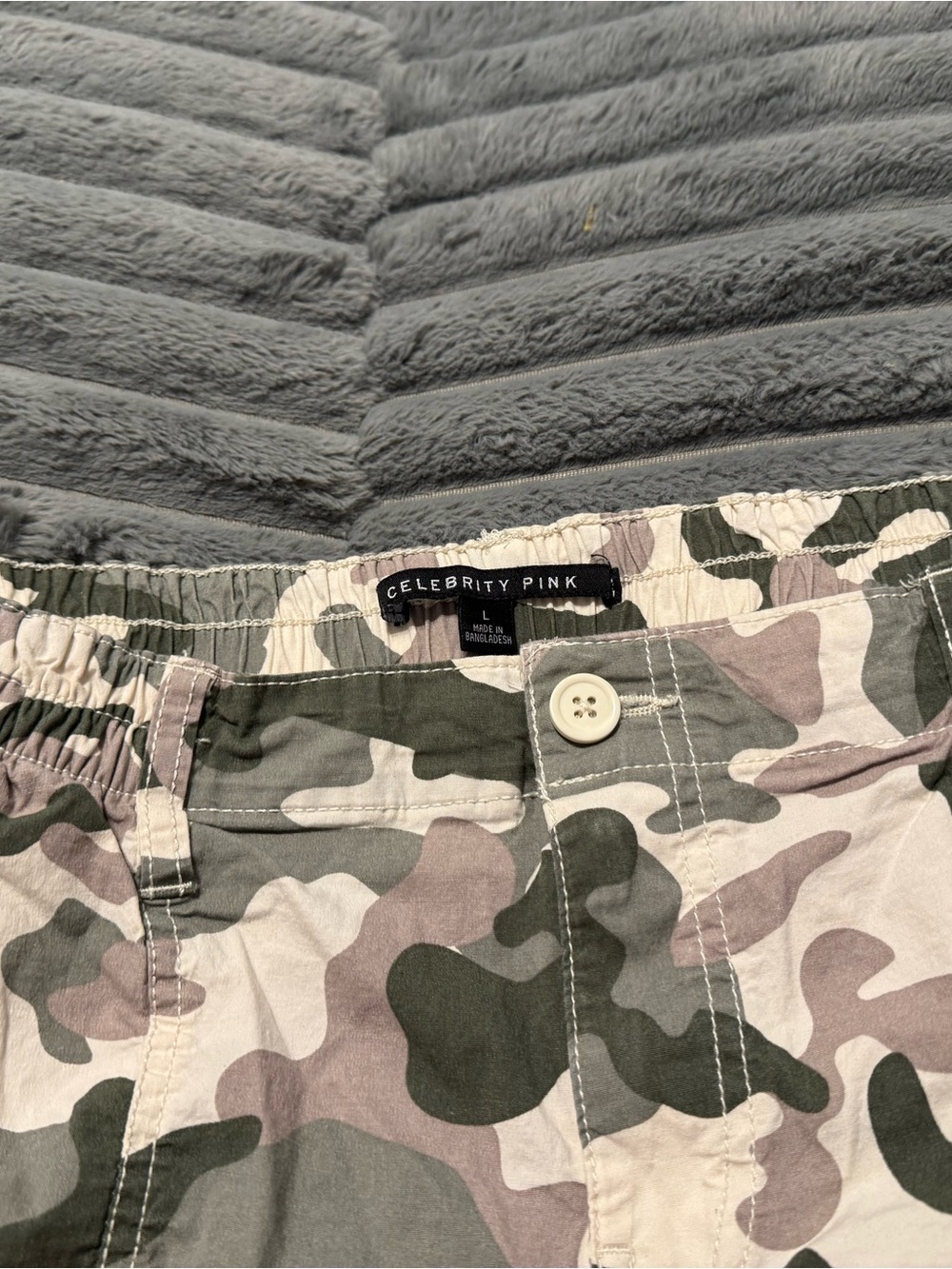 Celebrity Pink Camo Track Pants in Green, Pink, Cream